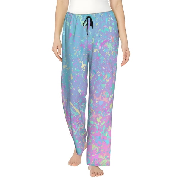 Fotbe Fantasy Gradient Pantalones de Pijama para Mujer, Pantalones de Dormir, Pantalones Pj con Cordón y Bolsillos-Medium