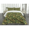 thumbnail image 3 of Ambesonne Camo Quilted Bedspread Set 2 Pcs, Woodland Abstract Jungle, Twin Size, Green Brown Dark Green, 3 of 5