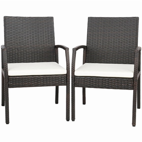 Barara King Outdoor Bistro Chairs, Conversation Accent Furniture Armchairs, 2 Pieces Patio Wicker Dining Armchair Set with Soft Zippered Cushion-Set of 2