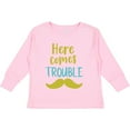 thumbnail image 3 of Inktastic Here Comes Trouble, Mustache, Moustache Boys or Girls Long Sleeve Toddler T-Shirt, 3 of 5