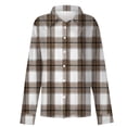 thumbnail image 4 of VJGBEGW Button Up Shirt Women Long Sleeve Fashion Plaid Shirts Casual Loose Shirt White XL, 4 of 5