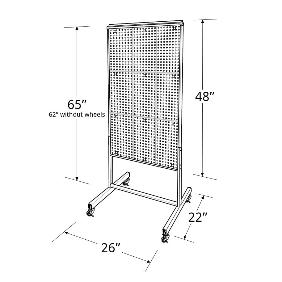 Two-Sided Metal Frame Pegboard Floor Display. Panel Size: 24"W x 48"H (CLEAR ONLY)