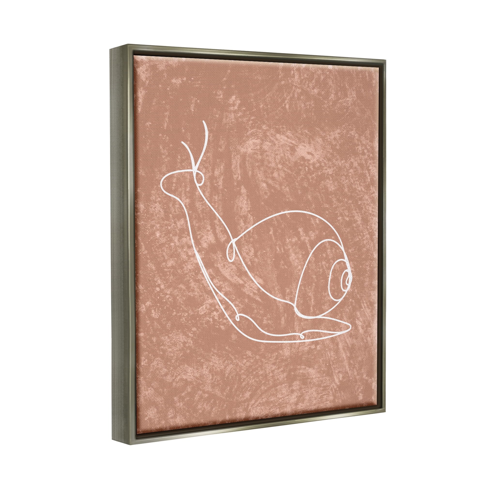 Stupell Industries Snail Line Drawing Animals & Insects Painting Gray Floater Framed Canvas Art Print Wall Art, 25 x 31