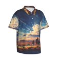 thumbnail image 2 of Daiia Western Desert Cloud Cowboy Hawaiian Shirt for Men Gentle Cotton Regular Short Sleeve Casual-Medium, 2 of 9