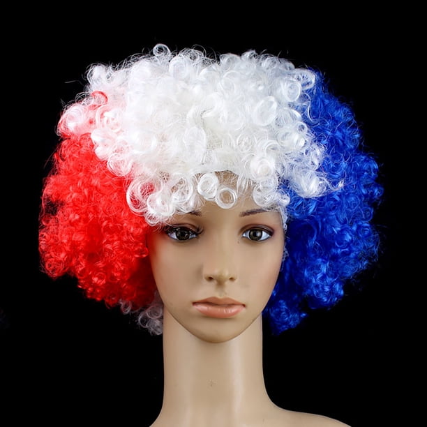 Peluca color bandera para aficionados al deporte y carnaval, gorra cómoda, tocado reutilizable para el traje de festival