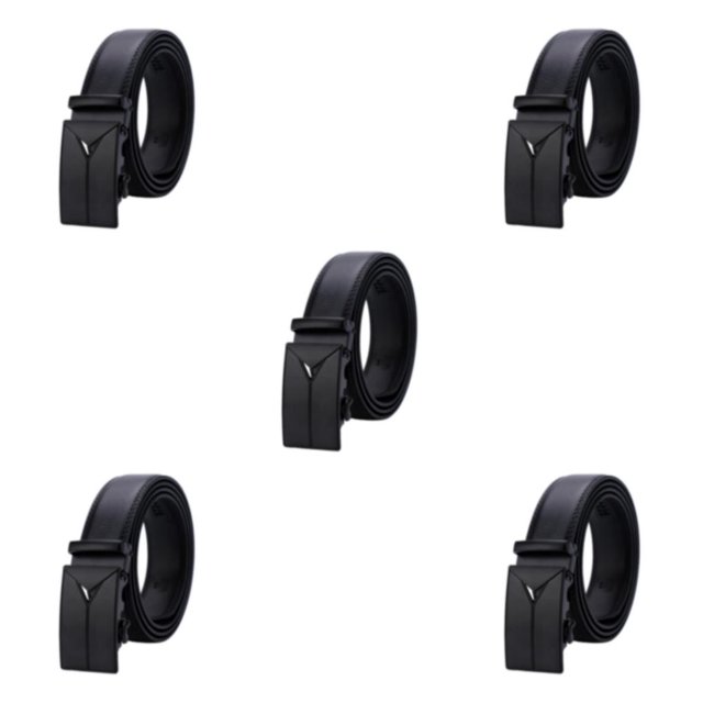 Jumpingount Cinturón negro de piel sintética para hombre - Aspecto limpio Textura Adecuado para jeans o trajes Business Belt 003 125cm Type2 NO2