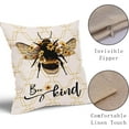 thumbnail image 6 of Summer Bee Pillow Covers 16x16 Inch Bee Happy Throw Pillow Covers Farmhouse Bee Kind Decorative Pillowcase Linen Cushion Cover for Home Couch Sofa Patio Bedroom Livingroom Set of 2, 6 of 6