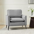 thumbnail image 2 of LAZZO Faux Leather Accent Chair, Mid-Century Modern Upholstered Armchair with Curved Armrests for Living Room and Office, Gray, 2 of 10