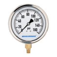 thumbnail image 1 of MEASUREMAN Medidor de presión de plomería lleno de glicerina con tamaño de esfera de 4 ", caja de acero inoxidable de 0-160 psi, montaje inferior NPT de 1/4", 1 of 5