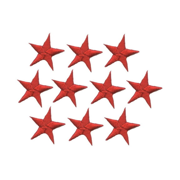 1-3/4" - Red Star (PACK of 10 PIECES) Iron on Embroidered Applique Patch