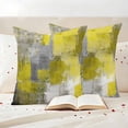 thumbnail image 3 of Yellow Grey Outdoor Waterproof Pillow Covers, Modern Oil Painted Abstract Art Aesthetics Decorative Square Throw Pillowcase Sofa Cushion Sham for Patio/Couch/Chair, 24"x24" 2 Pack, 3 of 8