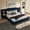 Dark Blue, variant on Luxury King Size Bed Frame with Built-in Nightstands, Velvet Upholstered Platform Bed Frame with LED Lights and Headboard, No Box Spring Needed, Black