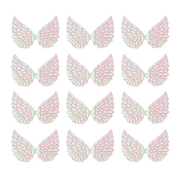 Uxcell 12Pcs Alas de Ángel para Manualidades, Pequeñas Alas de Ángel Rosa Brillantes de Tela, Parches para Coser en Manualidades DIY (3.4 Pulgadas)