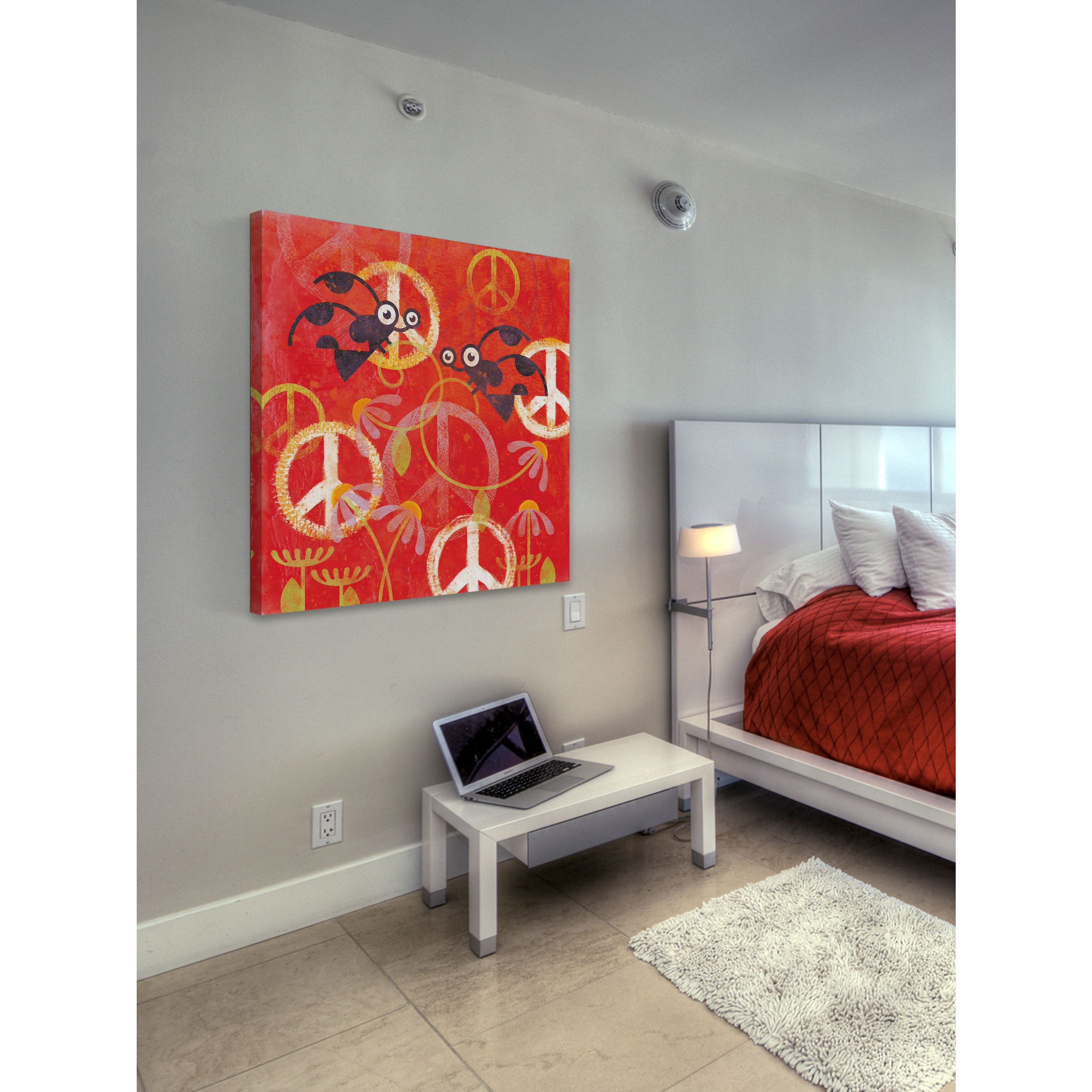 "Peace Sign Ladybugs I" Painting Print on Wrapped Canvas