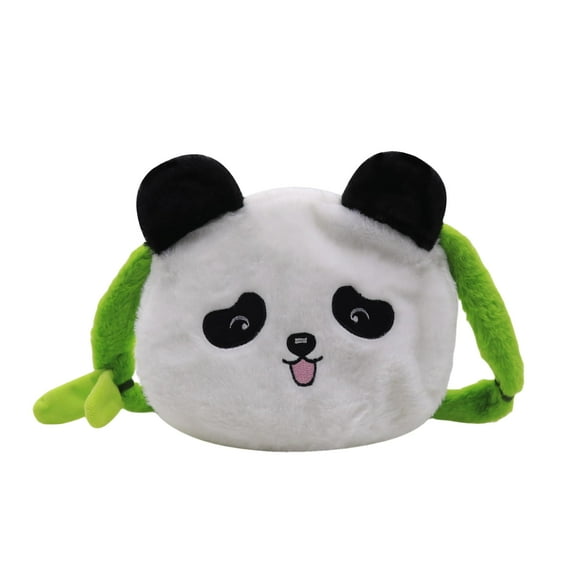 Faux Fur Panda Crossbody Purse for Women Small Fluffy Animal Shoulder Bag Plush Panda Purse Animal Stuffed Purse Cartoon Bag