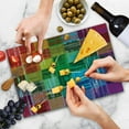 thumbnail image 4 of Vintage Rainbow Cutting Board, Plaid Art Pattern with Abstract Colorful Squares and Paint Smears Design, Decorative Tempered Glass Cutting and Serving Board, Large Size, Multicolor, by Ambesonne, 4 of 5