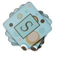 thumbnail image 2 of Letter S Initial Monogram - Blue Dots Foam Coaster Set of 4, 2 of 3