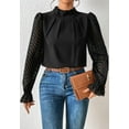 thumbnail image 2 of 1PCS chiffon long-sleeved top for women--black, 2 of 5