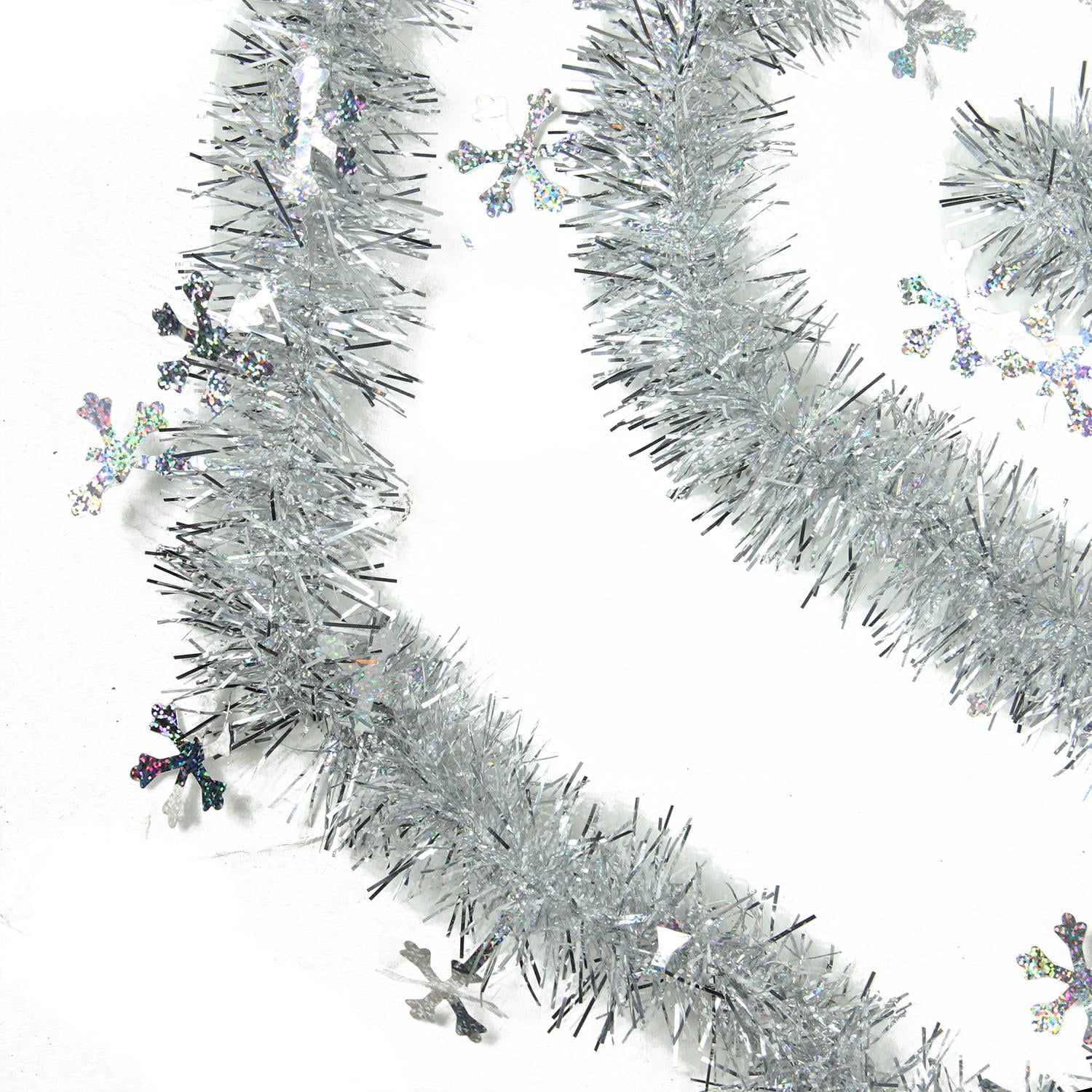 Christmas House Blue and Silver  Tinsel Wreath with Snowflake. 