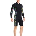 thumbnail image 2 of FcBaudy Swim Suits Men Solid Color Wetsuit Conjoined Long Sleeves Sun Protection Wetsuit Swimming Keep Warm Shorts Men polyester Bikinis Tops, 2 of 7