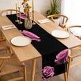 thumbnail image 3 of Pink Rose Table Runner - 108 Inch Long, Kitchen Dining Table Runner Dresser Scarves, Vintage Abstract Garden Flower Floral Black Farmhouse Decor for Coffee Tables Wedding Party Banquet, 3 of 8