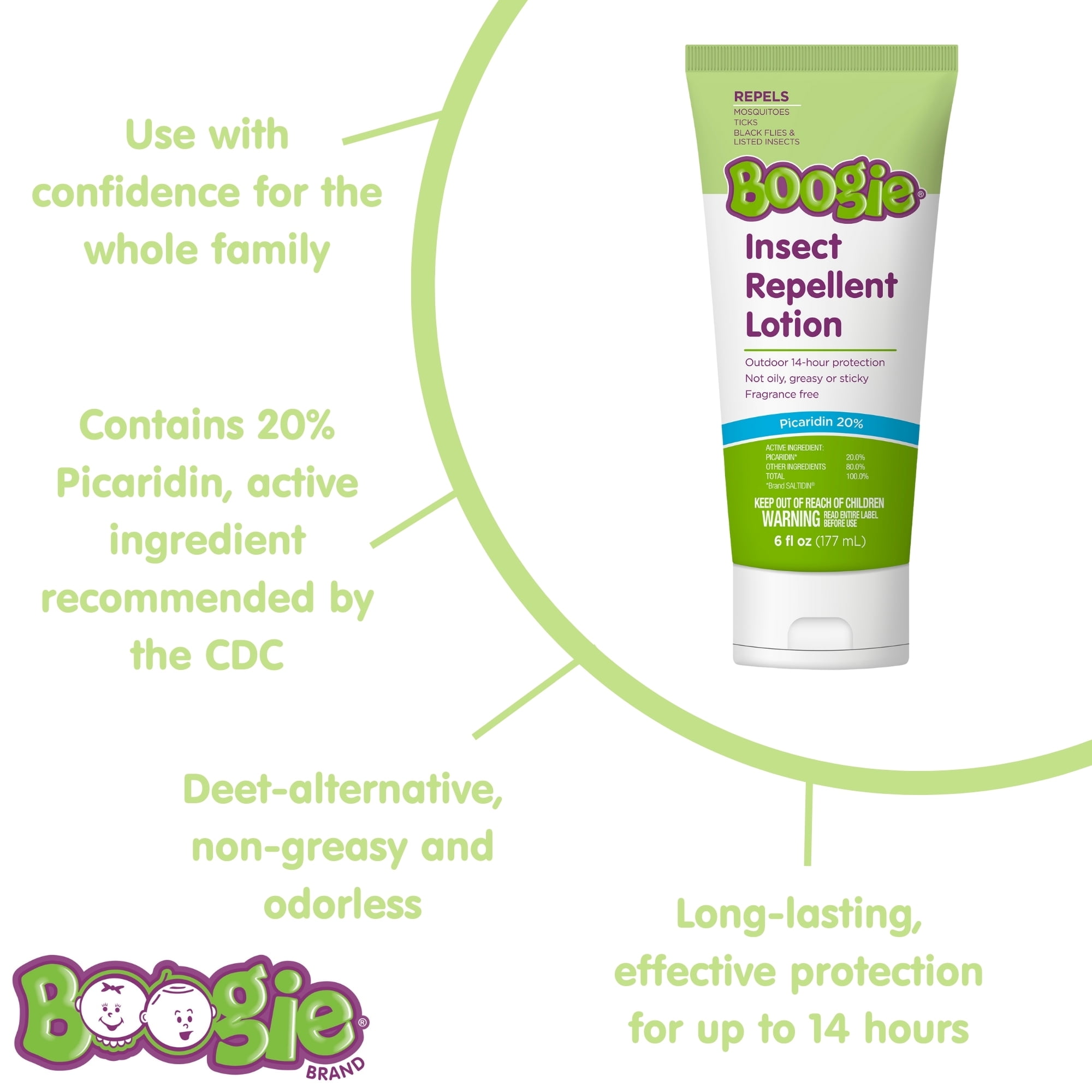 (2 pack) Boogie Insect Repellent Lotion, Fragrance-Free, 6 fl oz