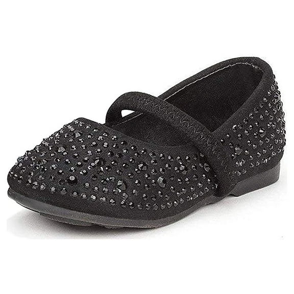 Dream Pairs Kids Girls Rhinestones Ballet Flat Shoes Toddler Fashion Dress Shoes MUY-SHINE-INFANT BLACK/GLITTER Size 5 Toddler