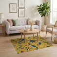 thumbnail image 3 of ODIKA 4'x6' Yellow Vibrant Avian Paradise Garden Washable Area Rug Elegant Floral and Bird Motifs with Lush Foliage for Dorm Room, Small Living Stain Resistant Low Profile, Easy Care, 3 of 7