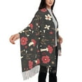 thumbnail image 4 of Honeii Fly Agaric and Flowers Print Scarf Oversized Scarf Tassel Fall Winter Thick Scarf Warm Shawl Women,Women's Scarves & Wraps, 4 of 8