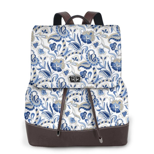Fotbe Blue Paisley Mochila Bolso con Estampado para Mujer, Mochila Antirrobo de Nylon Impermeable, Bolsa Ligera de Hombro