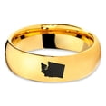 thumbnail image 2 of Tungsten Washington The Evergreen State Band Ring 7mm Men Women Comfort Fit 18k Yellow Gold Dome Polished, 2 of 4