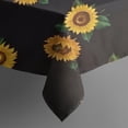 thumbnail image 5 of Black Sunflower Green Leaf Pattern Square Tablecloth,Waterproof Square Table Cover,Wipeable Spillproof Washable Table Cover for Home Kitchen Party Decor 52"x52"(132x132cm), 5 of 6