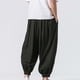 thumbnail image 4 of Pantalones largos de lino para hombre, pantalones anchos de pierna ancha, pantalones de rábano, pantalones de noveno pies atados, pantalones largos, pantalones de licra para hombre, 4 of 4