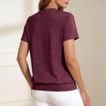 thumbnail image 6 of KIHOUT Women's Casual Notched V-Neck Short Sleeve T-Shirt Relaxed Fit Cotton-Like Everyday Summer Top, 6 of 8