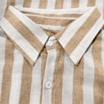 thumbnail image 6 of Women's Striped Button Down Shirt Long Sleeve Casual Blouse Cotton Linen Office Work Tops Loose Fit Fashion Outfit Spring Summer Yellow S, 6 of 7