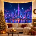 thumbnail image 3 of Cyberpunk Neon Cityscape at Night with Glowing Skyscrapers Energetic Digital Art for Gaming Enthusiasts Futuristic Synthwave Decor Holiday Gift Tapestry Wall Hanging for Bedroom and Gaming Room, 3 of 7