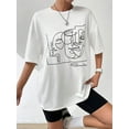 thumbnail image 3 of Summer White Y2k Abstract Figure Graphic Drop Shoulder Tee Graphic Shirt, 3 of 8