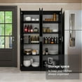 thumbnail image 5 of Madesa Kitchen Pantry Set Storage Cabinet 4 Doors 8 Utility Shelves 47"L Wooden Organization Unit for Kitchen 6 Adjustable Shelves Anti Tipping - Black, 5 of 9