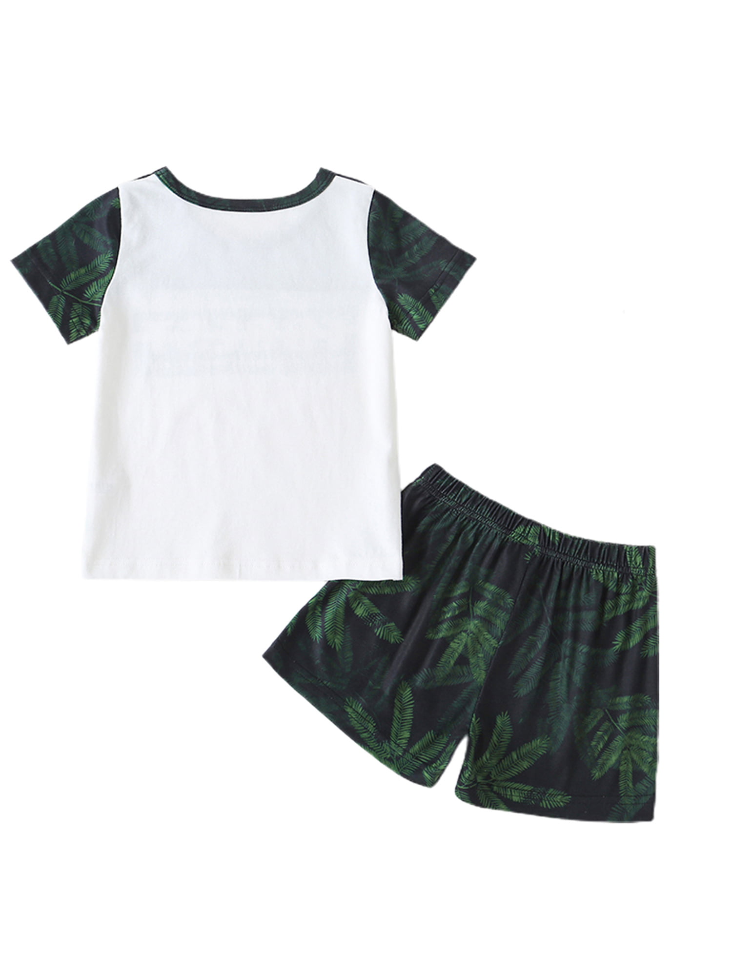 Kids Girl Boy Short Sleeve Round Neck T-Shirt and Shorts Loungewear Clothing Set 
