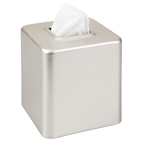 mDesign Modern Square Metal Paper Facial Tissue Box Cover Holder for Bathroom Vanity Countertops