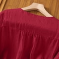 thumbnail image 4 of Linen 3/4 Sleeve Button Shirts Summer Boho Peasant Casual Gauze Clothes Embroidered Tops for Women Red M, 4 of 6