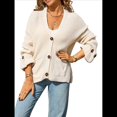 thumbnail image 2 of Suéter de Punto Grueso para Mujer, Cárdigan de Larga con Cuello en V, Botones y Bolsillo para Otoño e Invierno. Albaricoque L, 2 of 10