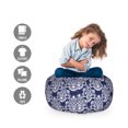 thumbnail image 2 of Navy Blue Storage Toy Bag Chair, Abstract Floral Damask with Antique Victorian Design Renaissance Flourish, Stuffed Animal Organizer Washable Bag, Small Size, Dark Blue White, by Ambesonne, 2 of 3