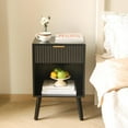 thumbnail image 2 of Mid Century Modern Nightstand, Wood Bedside Table with Drawer and Opening Storage, End Table Living Room Fluted Night Stand with Solid Wood Legs for Bedroom, 2 of 7