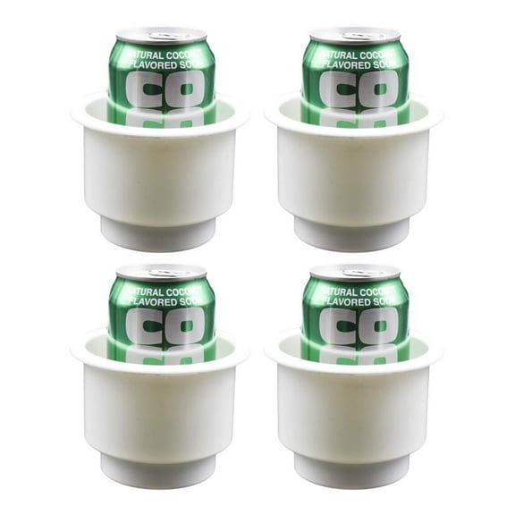 MARINE CITY ABS White Plastic Cup Holder with Center Drain, Durable Polypropylene, Ideal for Boats, Yachts, RVs & Cars Pack of 4