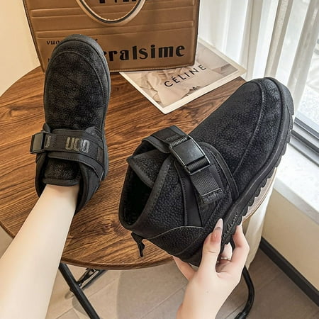 

Women s Snow Boots Men s Solid Color Fashion Versatile Couple Snow Boots Short Cotton Shoes