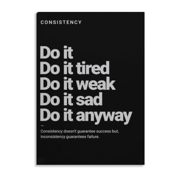 Consistency Quote Poster for Growth Mindset - Do It Anyway Motivational Print, Minimalist Wall Art for Home Office Study Room Encouragement