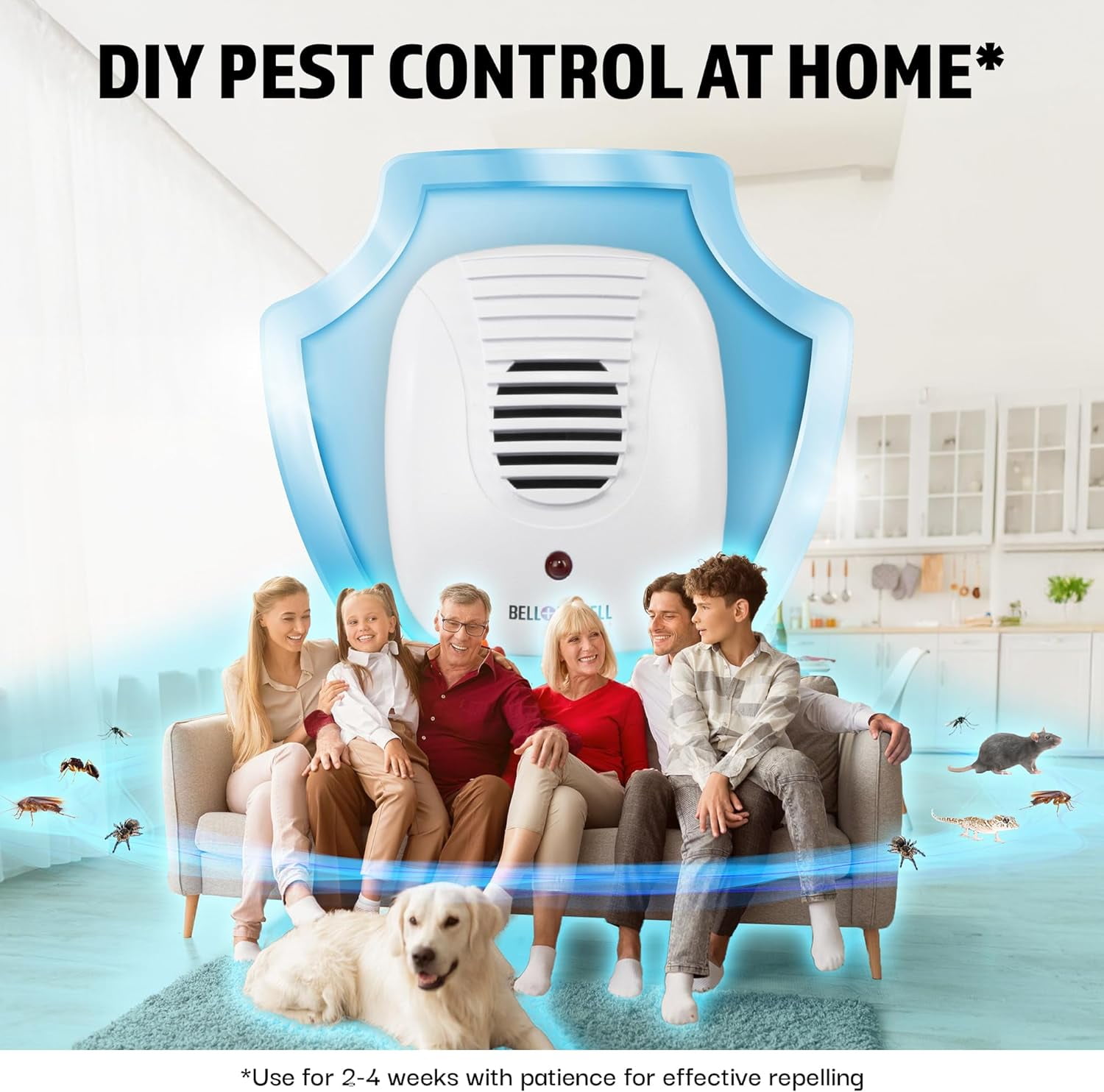 Bell + Howell Ultrasonic Pest ler Home Kit (Pack of 3), Ultrasonic Pest ler, Pest lent for Home, Bedroom, Office, Kitchen, War, Hotel, Safe for Human and Pet