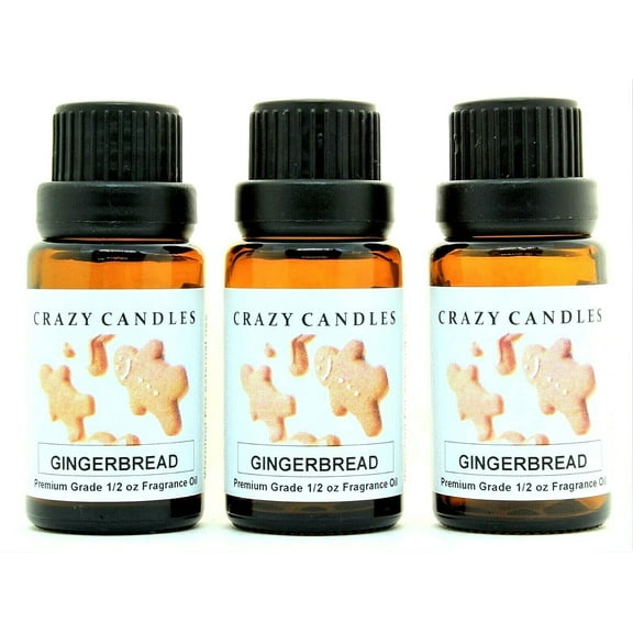 Crazy Candles Gingerbread 3 Bottles 1/2 fl oz Each (15ml) Premium Grade Scented Fragrance Oil Made in USA
