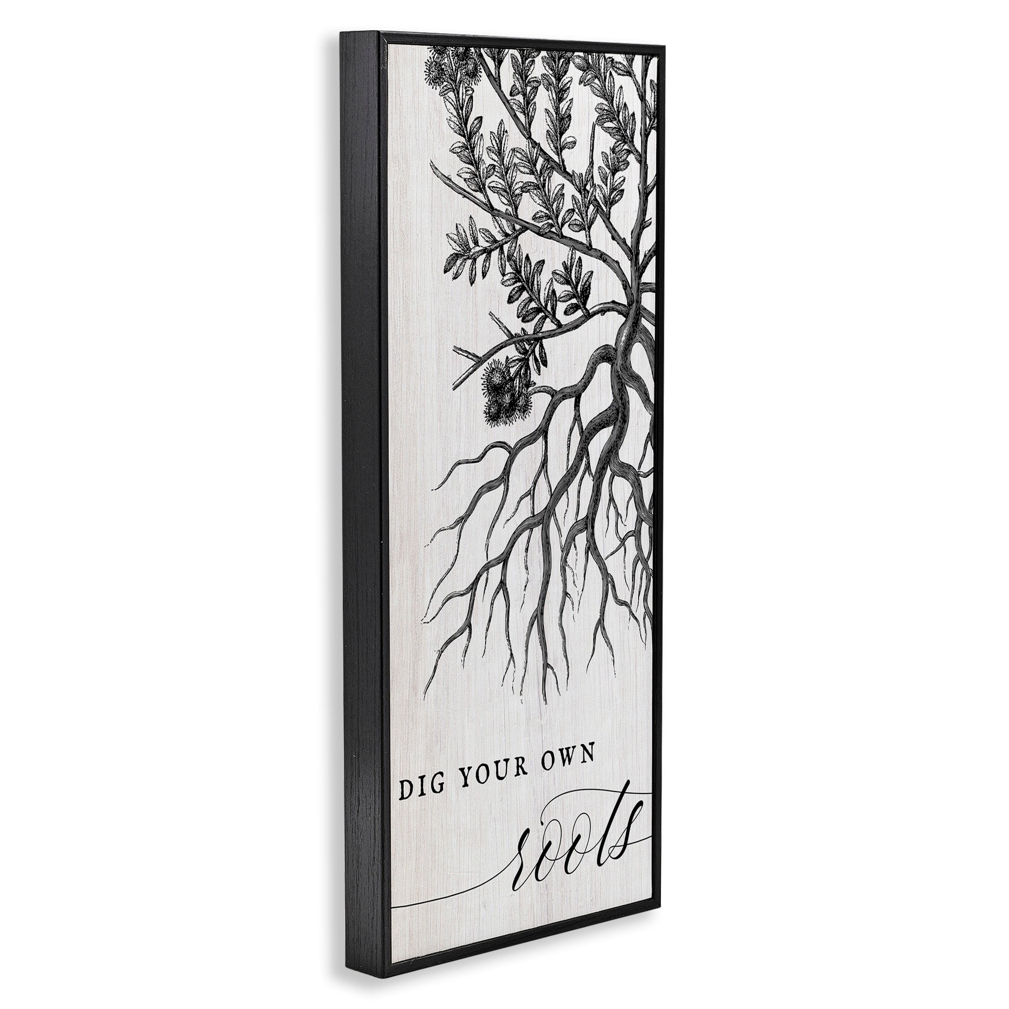 Stupell Industries Dig Your Own Roots Empowering Botanical Quote Framed Wall Art, 13 x 30, Design by Daphne Polselli